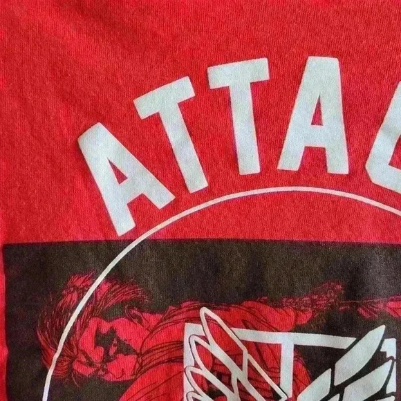 Sword Attack Titan Logo Men's T Shirt Atack on Titan Size M Red Short Sleeve - Picture 5 of 10